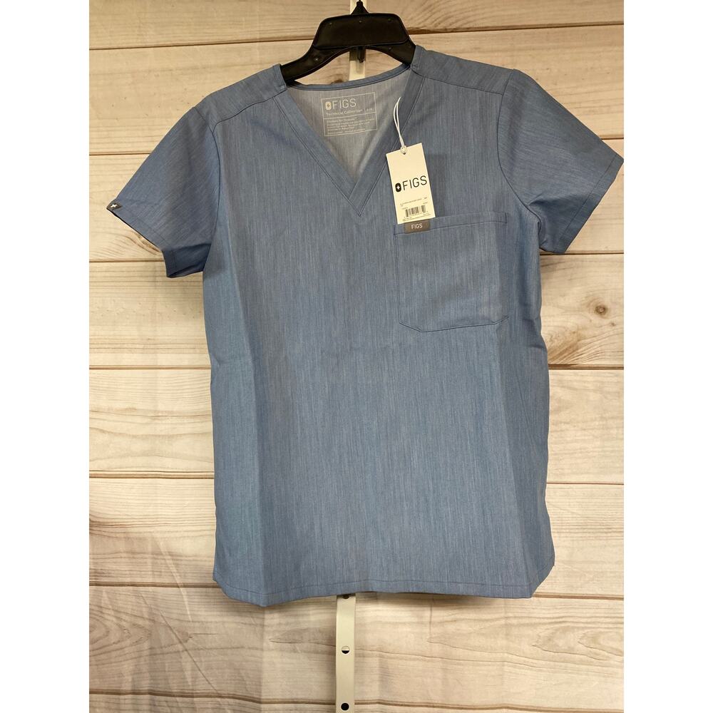 Brand New FIGS Women's Size Small Light Blue Catarina Scrub Top Shirt One Pocket
